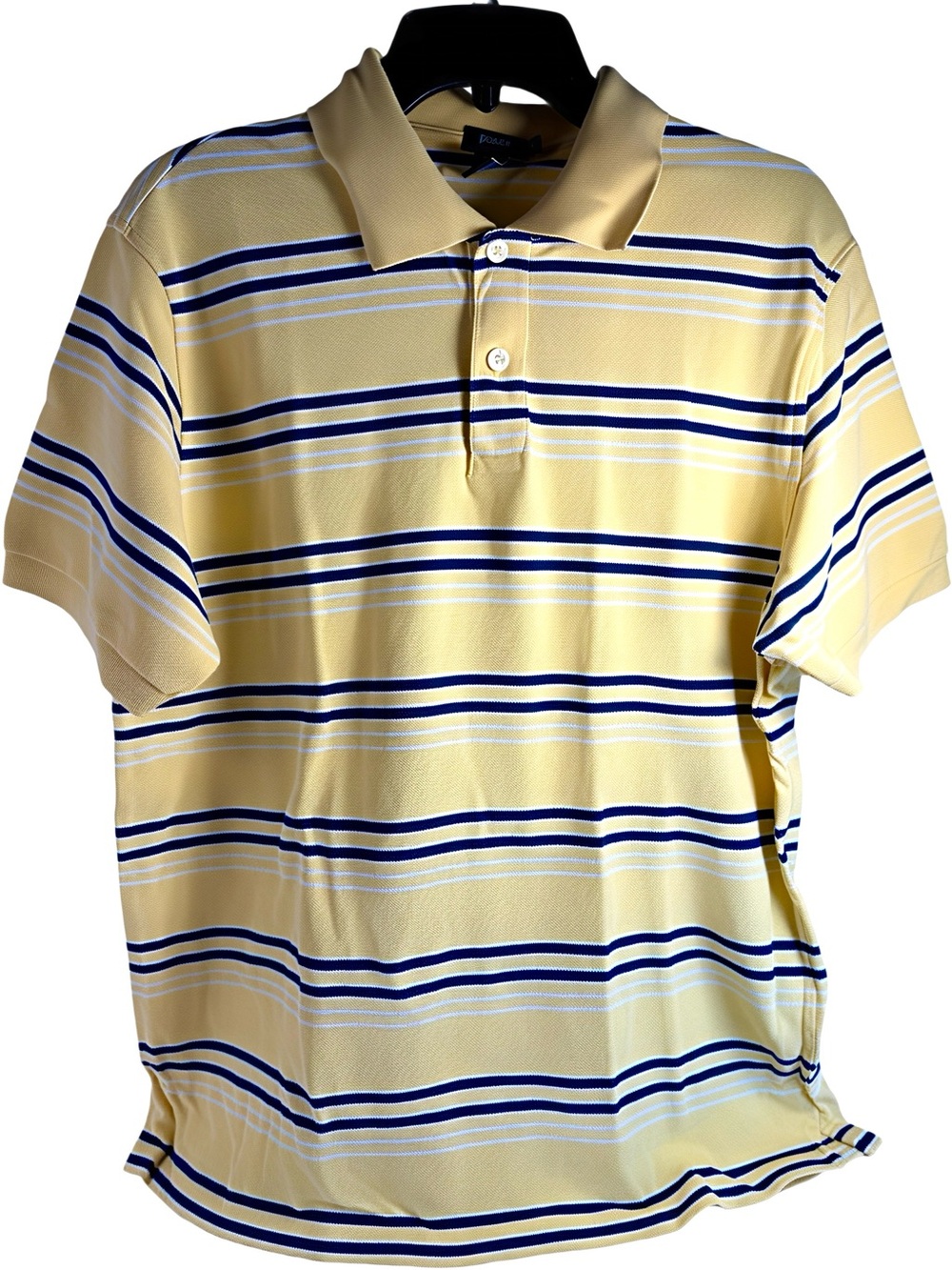 J. Crew Yellow Polo with Navy and White Stripes M
